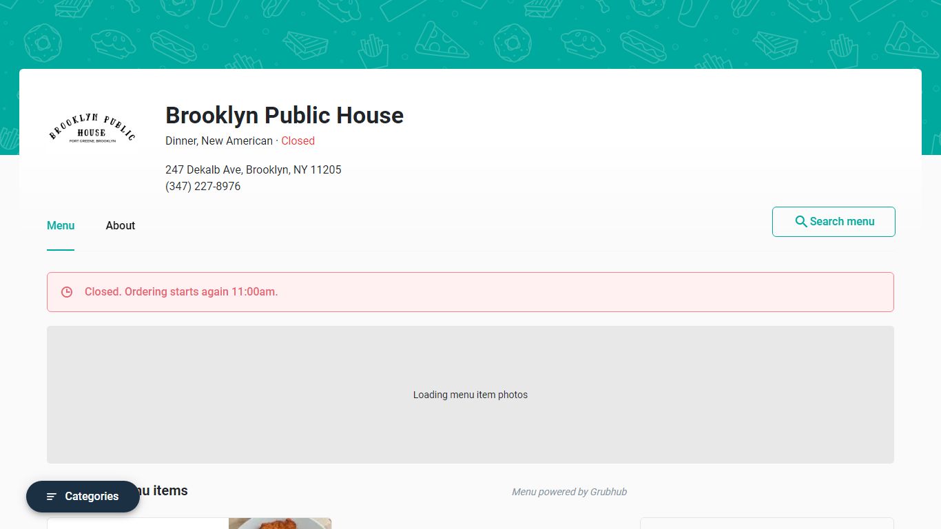 Brooklyn Public House Menu - Brooklyn, NY Restaurant
